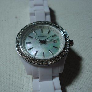 RARE LARGE FOSSIL DIAMOND MOTHER OF PEARL  WATCH CHRONO NUMBERS